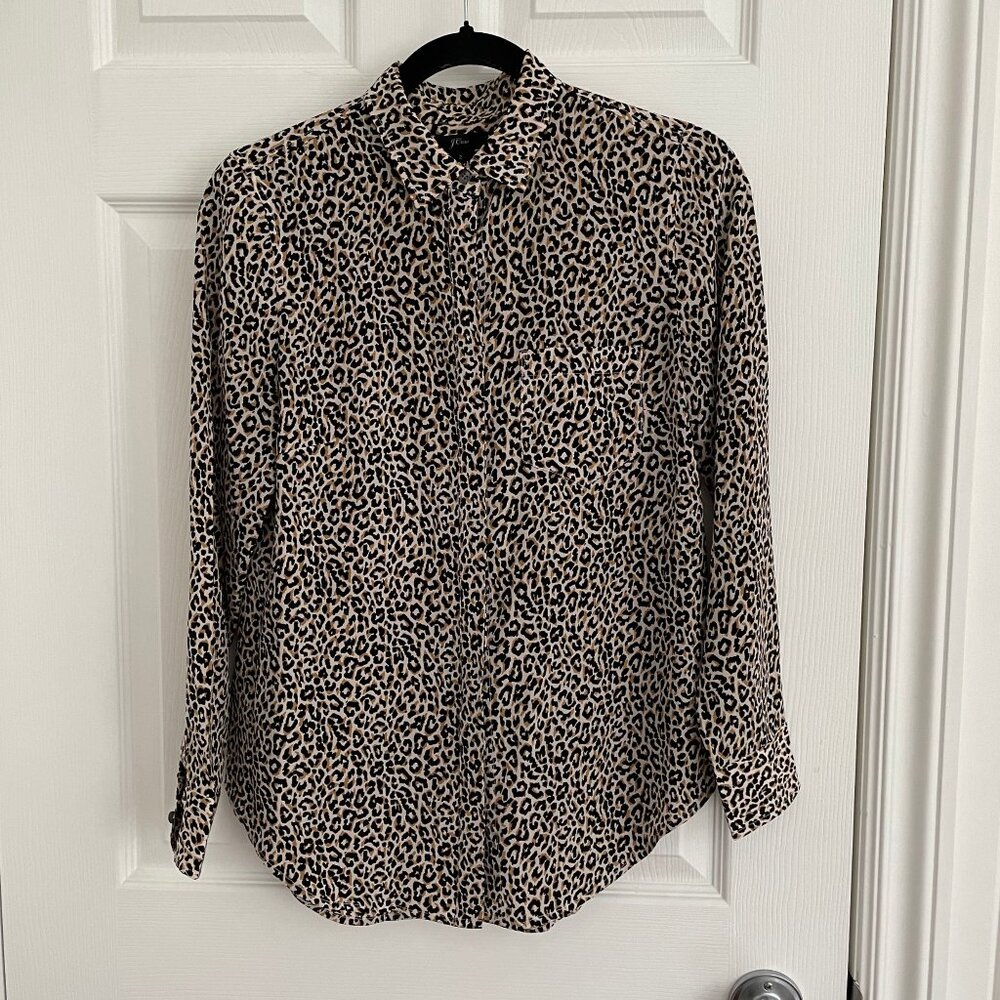J Crew Cheetah Print Silk Shirt - Size 2
